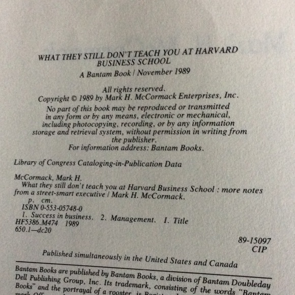What They Still Don’t Teach You At Harvard Business School by Mark H. McCormack - Picture 4 of 4
